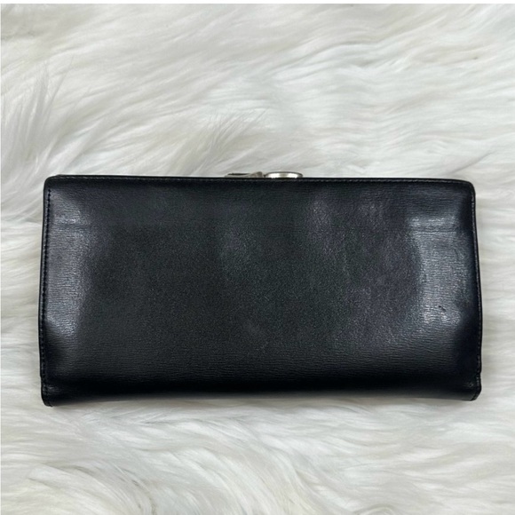 Longchamp Vintage Black Leather large Bi-Fold Coin Credit Card Wallet - Picture 11 of 12